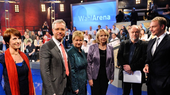 Die Spitzenkandidaten zur Landtagswahl zu Gast in der Wahlarena im WDR Fernsehen