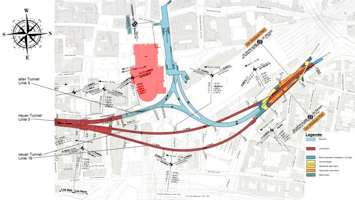 Plan des U-Bahn-Baus in Köln