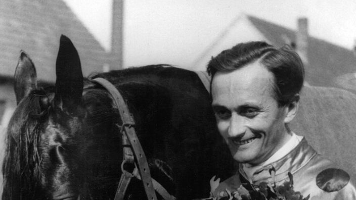 Johann Frömming mit Pferd