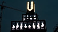 Videoinstallation in den Dachfenstern des Dortmunder U-Turms