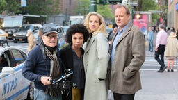 Dreharbeiten in New York: Volker Schlöndorff, Isi Laborde, Nina Hoss, Stellan Skarsgard