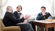 Fjørt zusammen mit Ingo Schmoll vom Rockpalast beim Backstage-Dreh in Freudenstadt 2018