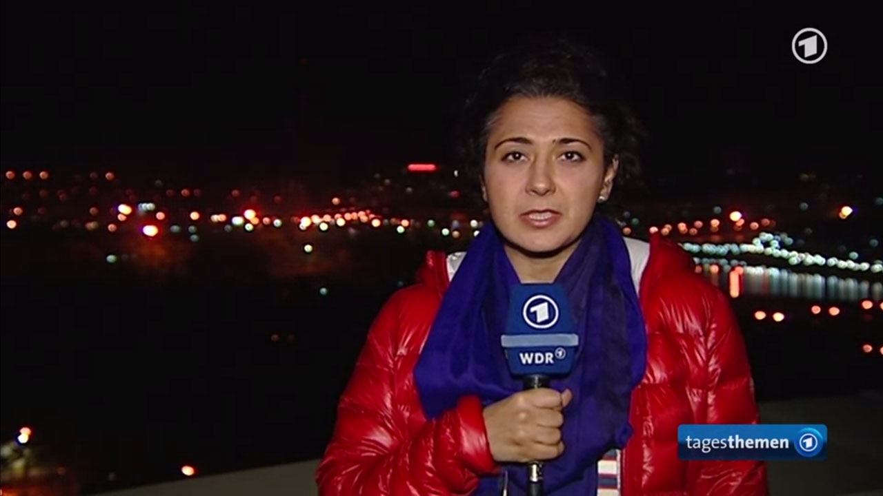 Golineh Atai in einer Live-Schaltung für die ARD-"Tagesthemen"