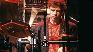 Der britische Drummer Bill Bruford in den 80er Jahren