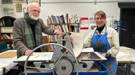 Präsentieren im Kunsthaus Erkrath Druckkunst: Werner Rutz und Roswitha Müller-Krüger.