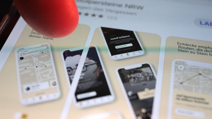 Die Augmented-Reality-App „Stolpersteine NRW“ dokumentiert, wo die 16.000 Stolpersteine in NRW liegen – und liefert viele Geschichten und Schicksale hinter den Steinen; 