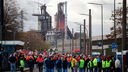 Arbeitnehmervertreter von Thyssenkrupp protestieren Arbeitnehmervertreter von Thyssenkrupp protestieren im Jahr 2023