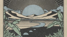 Cover des Albums "Ye Ankasa / We Ourselves" von Jemba Grooves: Zeichnung eines Tals mit Blick auf einen Flusslauf der in Richtung einer Bergkette fließt