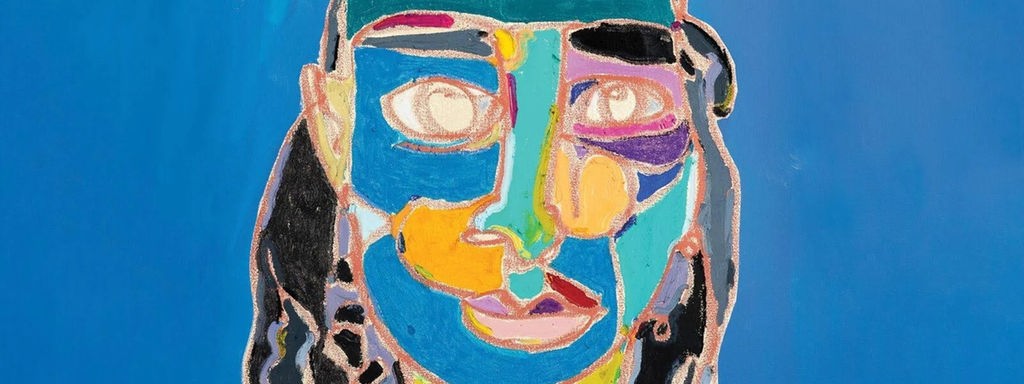 Cover des Albums "Sun without the Heat" von Leyla McCalla: Buntes Gemälde eines Kopfes mit langen Haaren auf blauem Hintergrund