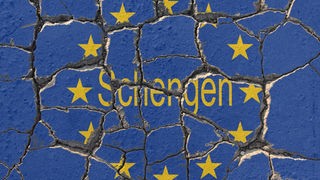 Natpis Šengen na ispucalom betonu