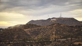 Der Hollywood-Schriftzug in der Landschaft von Los Angeles.