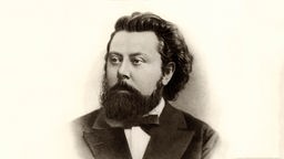 Zeichnung des russischen Komponisten Modest Petrowitsch Mussorgski.