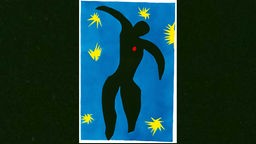 Bild der Ausstellung CHAGALL, MATISSE, MIRÓ "Made in Paris" im Folkwang Museum Essen: Henry Matisse Icare (Ikarus), 1947, Blatt 1 aus dem Portfolio Jazz, Schablonendruck, 42 x 32 cm, © Succession H. Matisse / VG Bild-Kunst, Bonn 2023