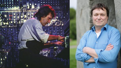 Montage: Auf der linken Seite: der britische Keyboarder Keith Emerson. Auf der rechten Seite: Komponist und Lehrer Prof. Günter Steinke.