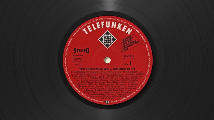 Vinyllabel Spitzenschlager Musikbox ´71