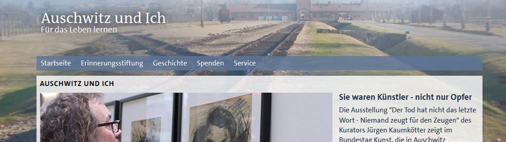 Screenshot der ARD Internetseite Thema Auschwitz und Ich