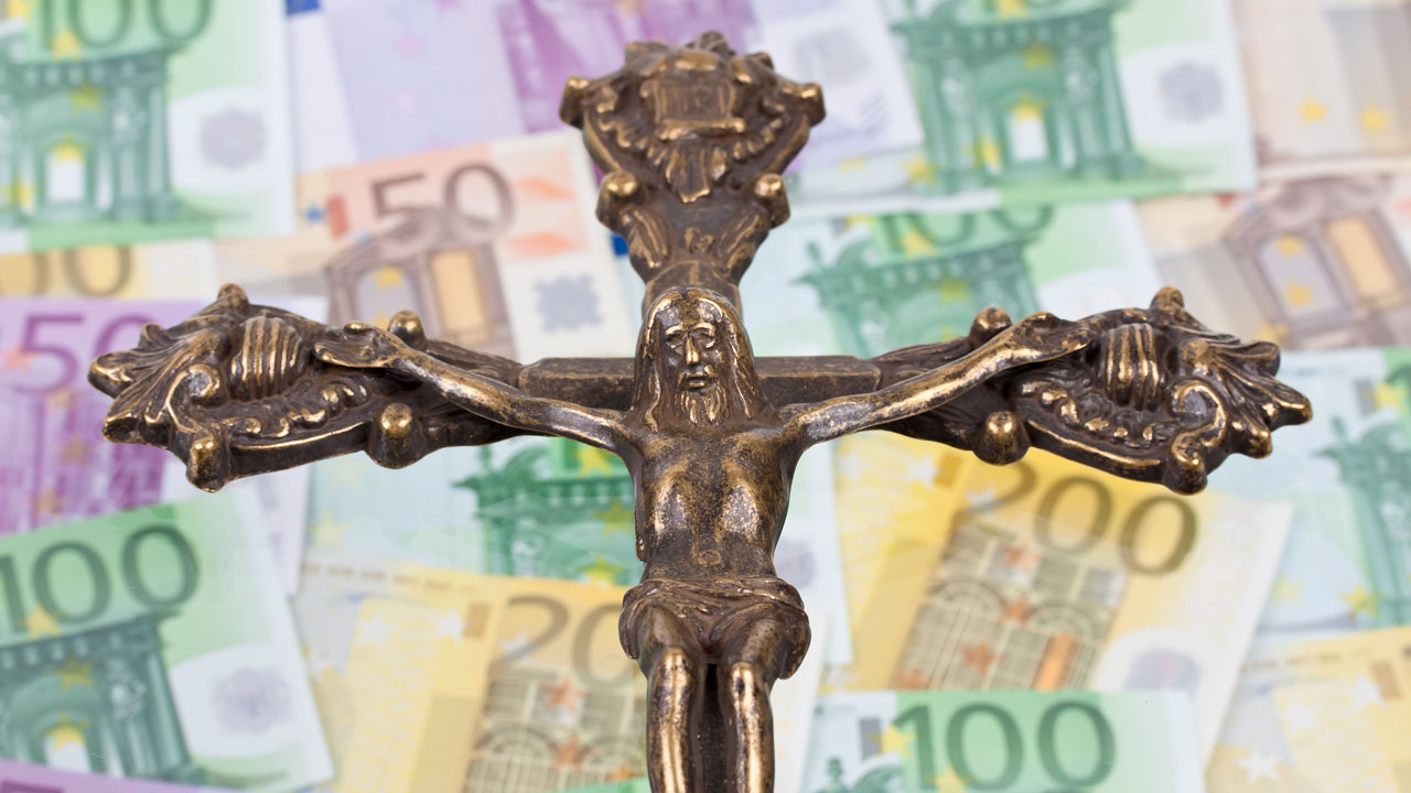 Kreuz auf Euro-Banknoten