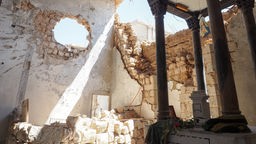 Die zerstörte Mutter Gottes Kirche in Al-Zabadani, Syrien.