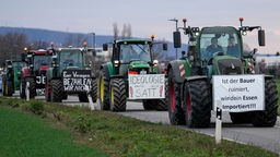 Mehrere Bauern protestieren mit ihren Traktoren in Heidelberg, 08.01.2024.