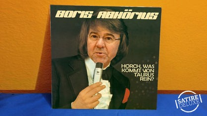 Alte Schlager-LP mit Boris Pistorius auf dem Cover. Titel: "Boris Abhörius - Horch, was kommt von Taurus rein"