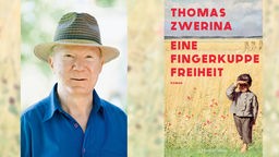 Portrait von Thomas Zwerina und Buchcover "Eine Fingerkuppe Freiheit"
