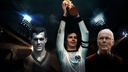 Das WDR5 Beitragsbild des Tiefenblick "Beckenbauer – Der Letzte Kaiser von Deutschland" zeigt eine Collage aus verschiedenen Franz Beckenbauer Porträts.