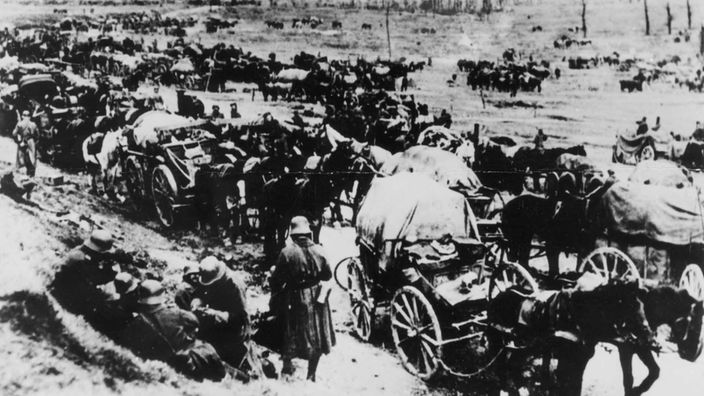 Deutsche Truppen auf dem Weg zur Front, Frankreich 1918