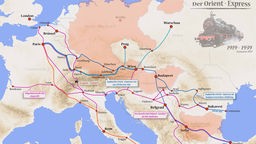 Karte des Orient Express von 1919 - 1939