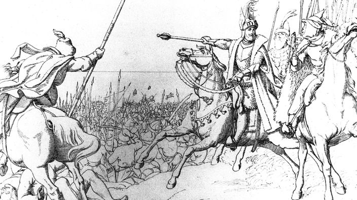 Schlacht am Peipussee, Federzeichnung von Ludwig Freiherr von Maydell