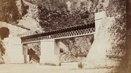 Tunnel und Brücke der Brennerbahn bei Atzwang. 1867