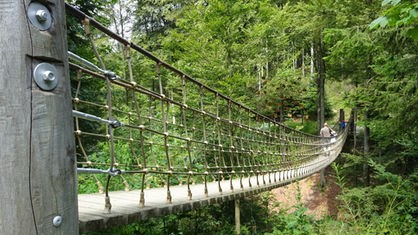 Die Hängebrücke am Rothaarsteig in luftiger Höhe