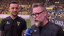 Spieler Frederic Baum und Sportdirektor Sascha Eller von Alemannia Aachen im Interview nach dem Aufstieg