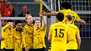Die Spieler von Borussia Dortmund jubeln gemeinsam