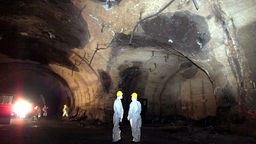 Zerstörungen im Mont-Blanc-Tunnel nach der Brandkatastrophe 1999
