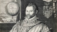 Porträt Sir Francis Drake, Stich aus 16. Jhdt.