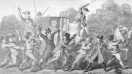 Angriff a. d. Staatskarosse v. George III. durch Londoner Mob