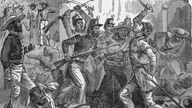 Davy Crocketts Tod in Alamo (Zeichnung s/w)