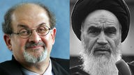 Ayatollah Khomeini (r), Salman Rushdie (l)