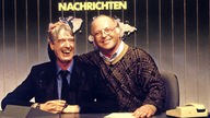Nasser Rudi Carrell neben Norbert Blüm im "Tagesshow"-Studio