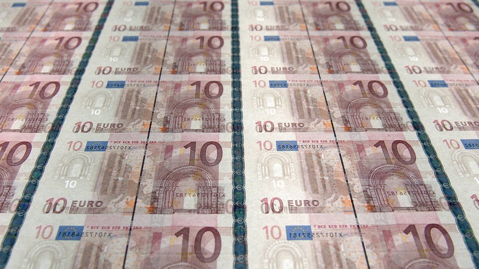 Zehn-Euro-Banknoten aus der Produktion der Firma Giesecke & Devrient
