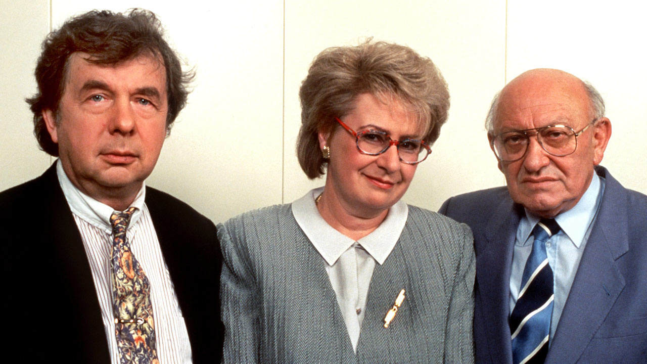 (l-r) Hellmuth Karasek, Sigrid Löffler und Marcel Reich-Ranicki (Foto vom 23.7.1991).
