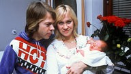 Agnetha Fältskog und Björn mit ihrem Sohn Christian, 1977