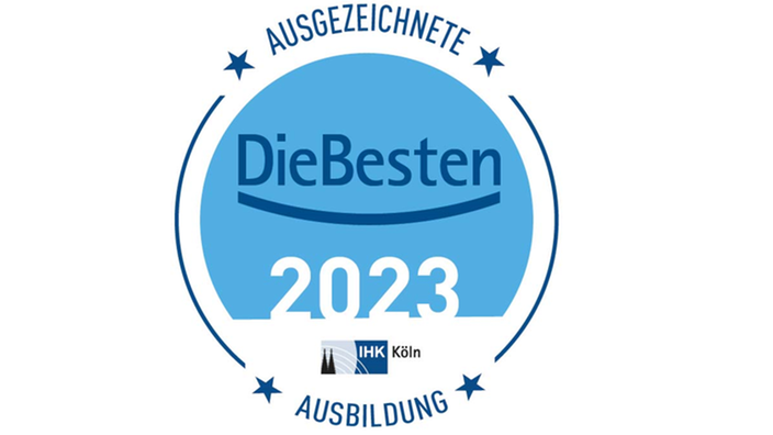 Digitaler Button der IHK Köln: Ausgezeichnete Ausbildung; Die Besten 2023