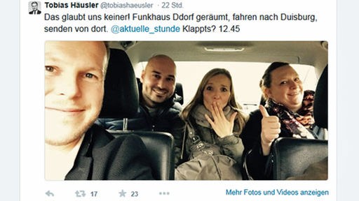Moderator Tobias Häusler twittert aus dem Taxi