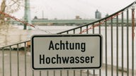 Rheinufer in Köln-Deutz mit Schild, 1998