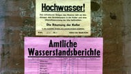 Warnung vor Hochwasser des Rheins in Köln, 1980