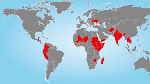 Weltkarte mit Logo der Westen hilft
