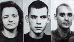 Fahndungsbilder der Mitglieder der Terrorgruppe NSU: Beate Zschaepe (v. l. ), Uwe Boehnhardt und Uwe Mundlos
