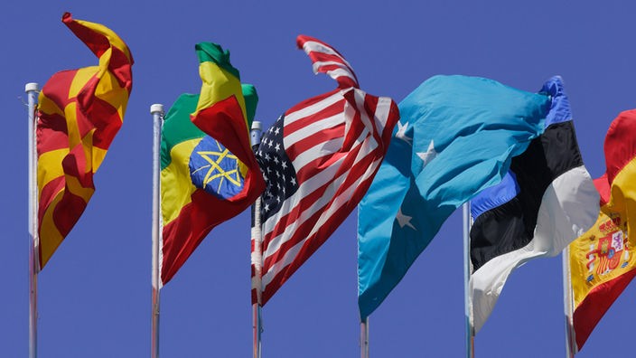 Gruppe von internationalen Flaggen