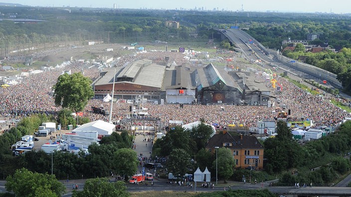 Güterbahnhofsgelände in Duisburg während der Loveparade